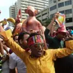 Revellers attend a rally in celebration of the Bengali New Year or Pohela Boishakh in Dhaka on April 14, 2016. PHOTO: AFP